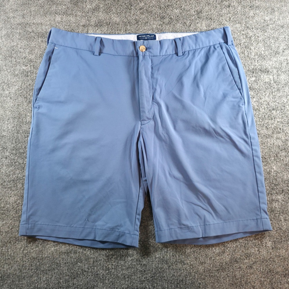 Peter Millar Crown Crafted Lunar‎ Golf Shorts Mens Size 35 Blue Nylon Blend
